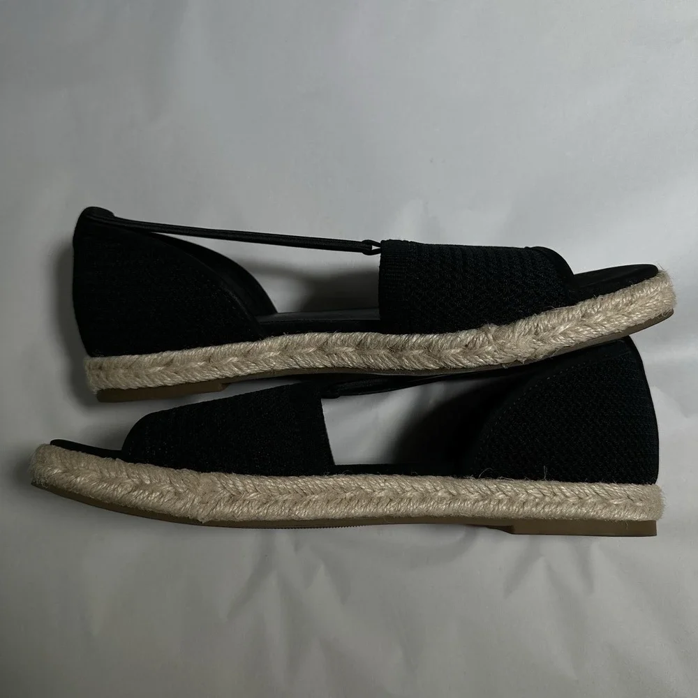 Eileen Fisher Mews Mesh‎ Slip On Espadrille Sandals Women's Sz 7.5 Black Elastic